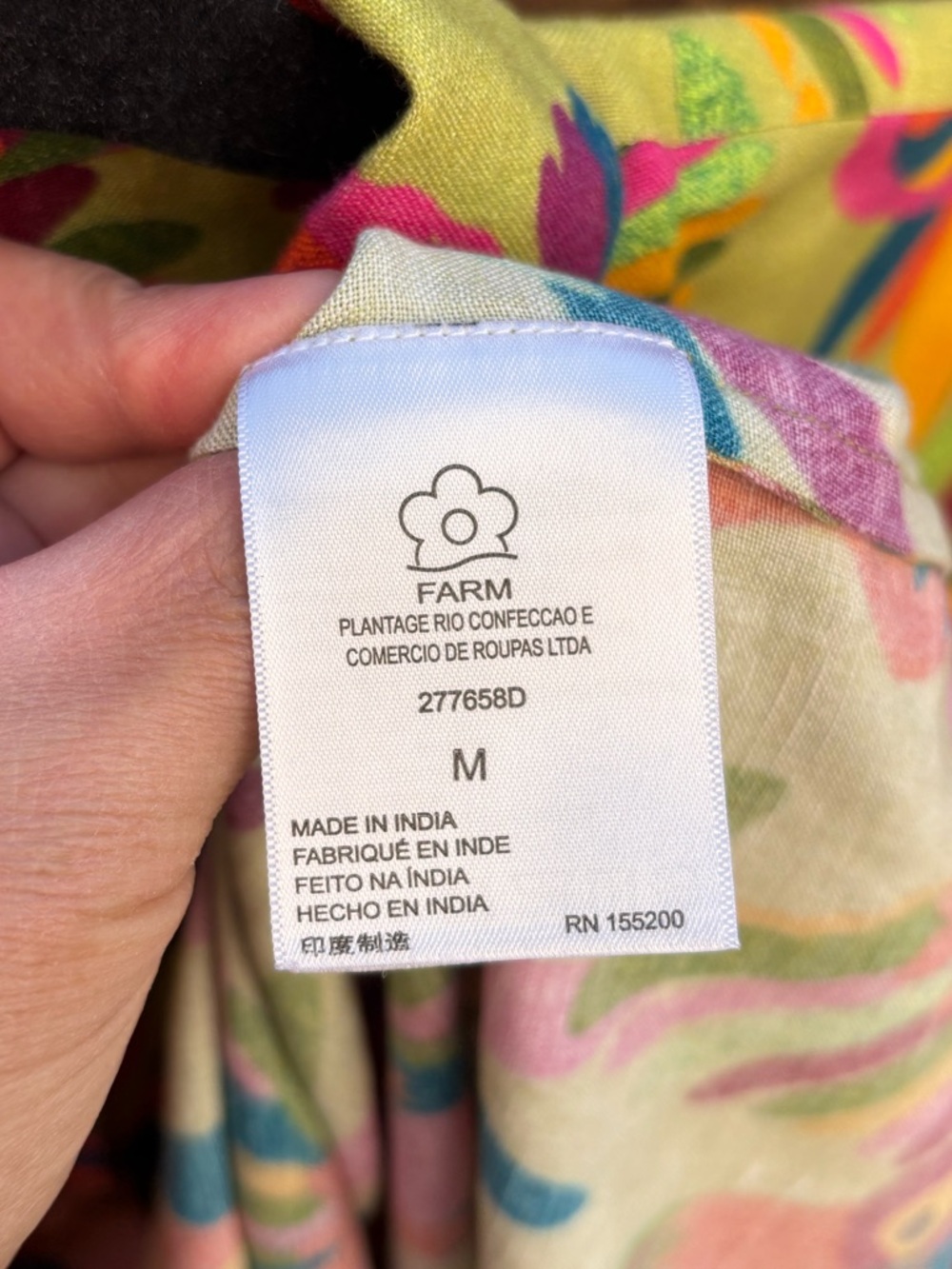 FARM Rio From Anthropologie Two Tone Parrot Button Up Linen Blend Shirt - Picture 14 of 14